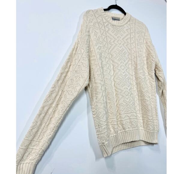 Aeropostale VTG Chunky Knit Sweater Cream Relaxed Casual Preppy Men's Size Large - Picture 7 of 8